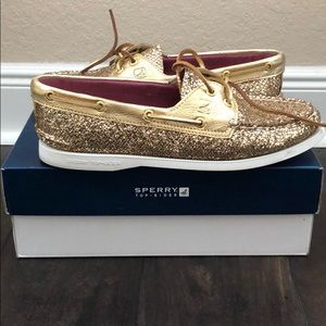 Authentic Sperry Gold/Glitter Top-Sider